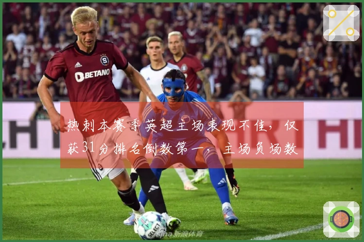 热刺本赛季英超主场表现不佳，仅获31分排名倒数第一，主场负场数高达19场位列倒数第二